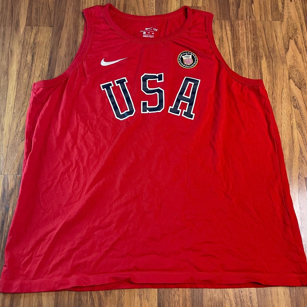 Nike Team USA Olympic Tank Top Mens XXL Red Sleeveless Athletic Shirt Cotton